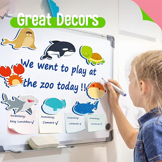 35 PCS Marine Animal Refrigerator Magnets, Adorable Magnetic Sea Animals Underwater Creatures -Thick Foam EVA Refrigerator Magnets Cute Educational Learning Toys for Kids 3+
