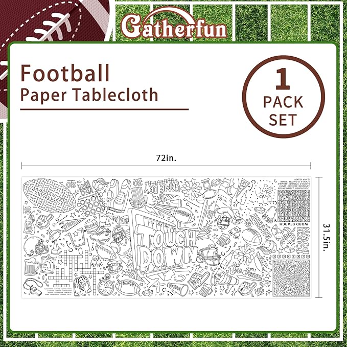 Gatherfun Football Party Giant Coloring Poster - 31.5X 72 Inches - Versatile Classroom Wall Décor & Football Birthday Decorations-Poster or Table Cover for School Parties and Special Events