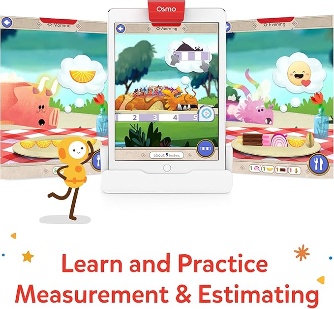 Osmo-Math Wizard and the Secrets of the Dragons for iPad & Fire Tablet-Ages 6-8/Grades 1-2-Measurement & Estimating-Curriculum-Inspired-STEM Toy Gifts for Kids,Boy&Girl-Ages 6 7 8(Osmo Base Required)