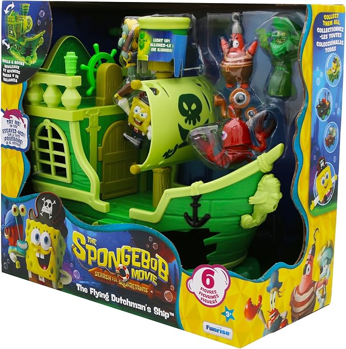 Spongebob Squarepants Movie: The Search for Squarepants - The Flying Dutchman’s Ship Playset with 6 Exclusive Figures, Lights, Motion & Hidden Features for Kids Ages 3+