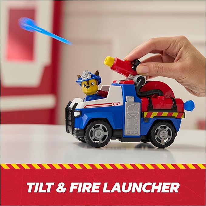 Paw Patrol Fire Rescue: Chase Rescue Fire Cruiser with Action Figure, Projectile Launcher, and Toy Truck, Kids Toys for Boys & Girls Ages 3 and Up