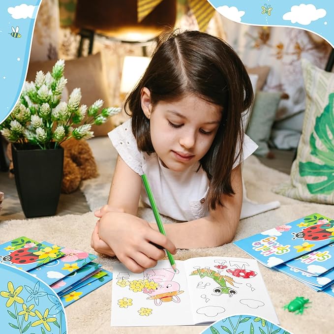 X1zuue Spring Coloring Books for Kids - 24Pcs Bulk Hello Spring Mini Coloring Booklet DIY Art Drawing Book for Toddlers Easter Holiday Party Goodie Bags Stuffers Sunday School Classroom Favors