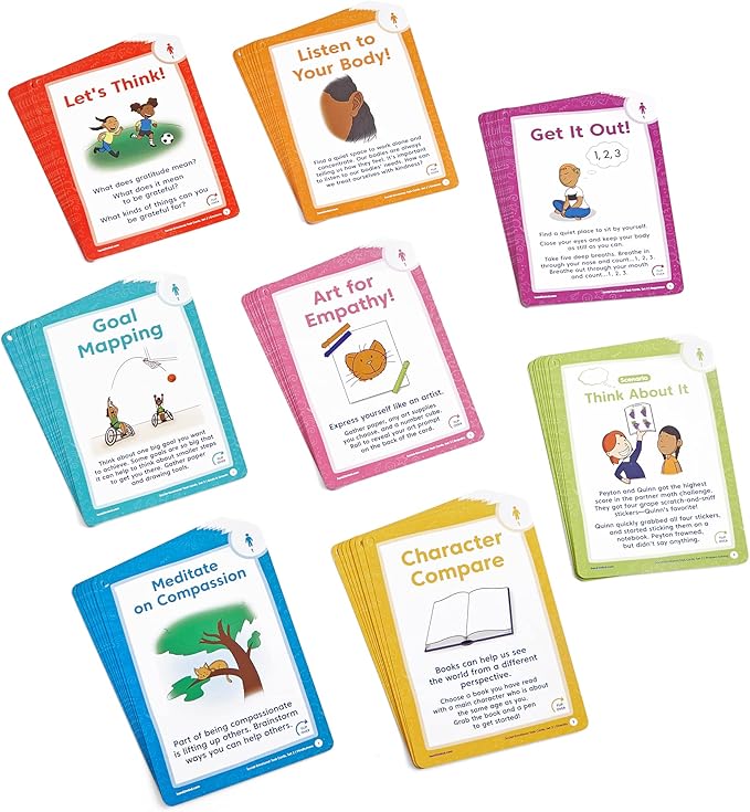 hand2mind Social Emotional Task Cards for Ages 8+, Social Emotional Learning, Play Therapy Toys for Counselors, Social Skills Activities for Kids, Conversation Starters, Emotional Regulation for Kids
