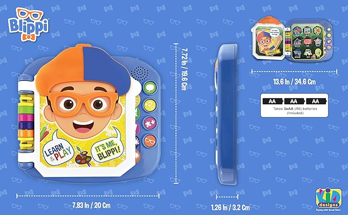 eKids Blippi Book, Toddler Toys with Built-in Preschool Learning Games, Educational Toys for Toddler Activities for Fans of Blippi Toys and Gifts(Multi Color)