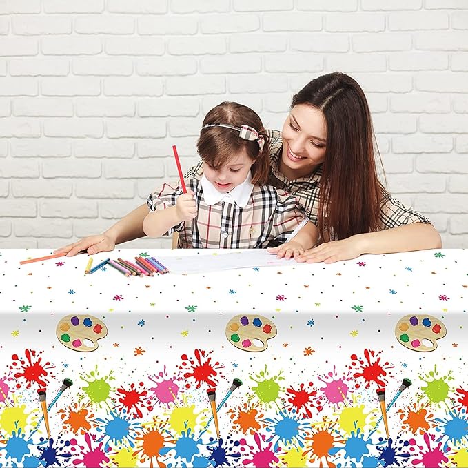 gisgfim 6 Pcs Art Paint Tablecloth Party Supplies Art Theme Birthday Party Decorations Creative Artist Painting Parties Table Covers for Kids 105 x 54 inch