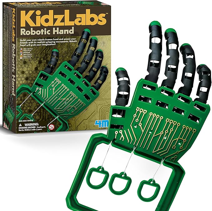 4M: KidzLabs: Robotic Hand - Build Your Own, Gripping Movements Toy Hand Kit, DIY Science Gadget Craft, Explore Animation Principles, STEM Set Kids 8+