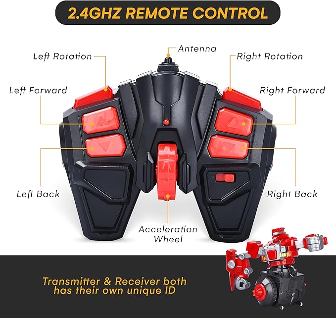 Top Race Remote Control Fighting Toy – 2-Pack Red & Blue RC Robots with Lights, Sounds & 360° Rotation – Interactive Intelligent Playset for Kids – Fun Remote-Controlled Battle Action