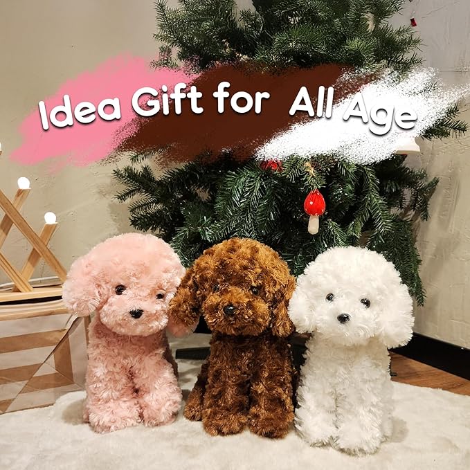 Adorable Labradoodle Plush Toy Fluffy Red Brown Poodle Stuffed Animal Dog Puppy, 12.6" - Perfect for Kids, Babies, Birthday, Nursery