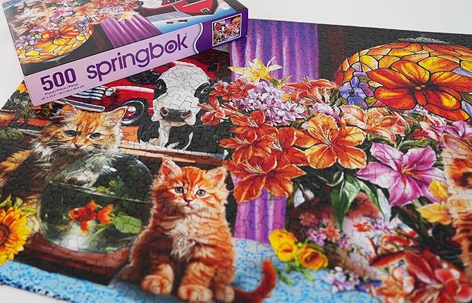 Springbok Farmhouse View 500 Piece Puzzle for Adults - Features a Colorful and Quaint Farmhouse Window View