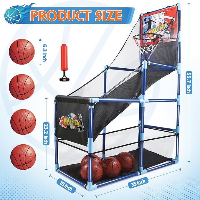 OCHIDO Arcade Basketball Game Set with 4 Ball,for Kids 3 4 5 6 7 8 9 10 +Years Old Boys,Kids Indoor/Outdoor Sport Play,Ideal Gift Age 3-5,6-8,8-10