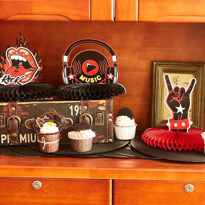 10 Pcs Rock and Roll Party Decorations Rock Star Centerpieces Born to Rock Party Decorations Music Theme Party Supplies Halloween Rock Birthday Decorations for Birthday Baby Shower Party Supplies