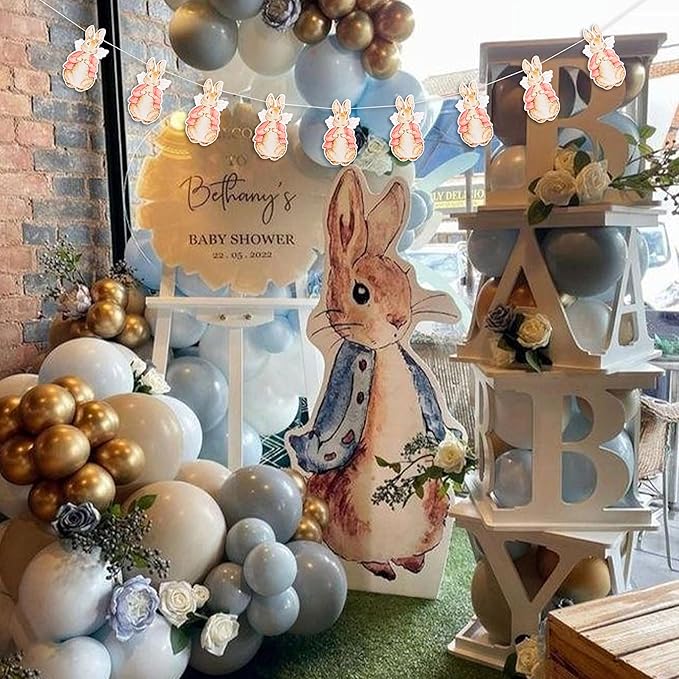 Rabbit Paper Banner - A Little Bunny is On The Way Decoration,Easter Baby Shower Party Supplies,Spring Party Decorations for Gender Reveal