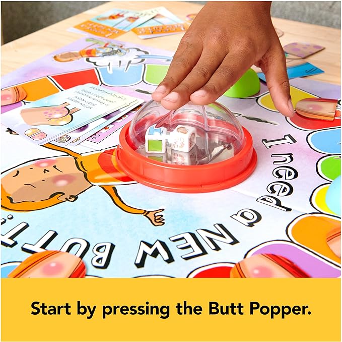 Spin Master Games, I Need a New Butt, Kids Board Game Based on The Book with Popper & Cheek Tiles, Fun for Family Game Night, 2-4 Players, for Ages 5 & Up