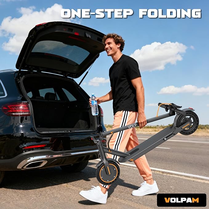 VOLPAM Electric Scooter, 350W/500W Powerful Motor, 8.5"/10" Solid Tires, 19/21Mph, 28/23/21/16 Miles Max Range, Dual Braking