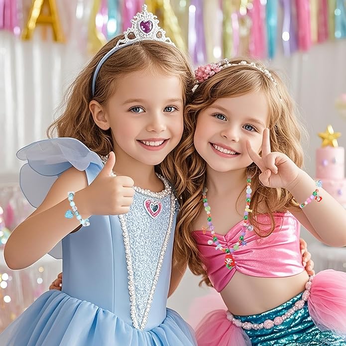 PinkSheep Toddler Jewelry Kids Necklace Choker and Bracelet 3 Pack 9pcs, Little Girls Jewelry In Box, Flower Girl Gift Kids Girls Accessories