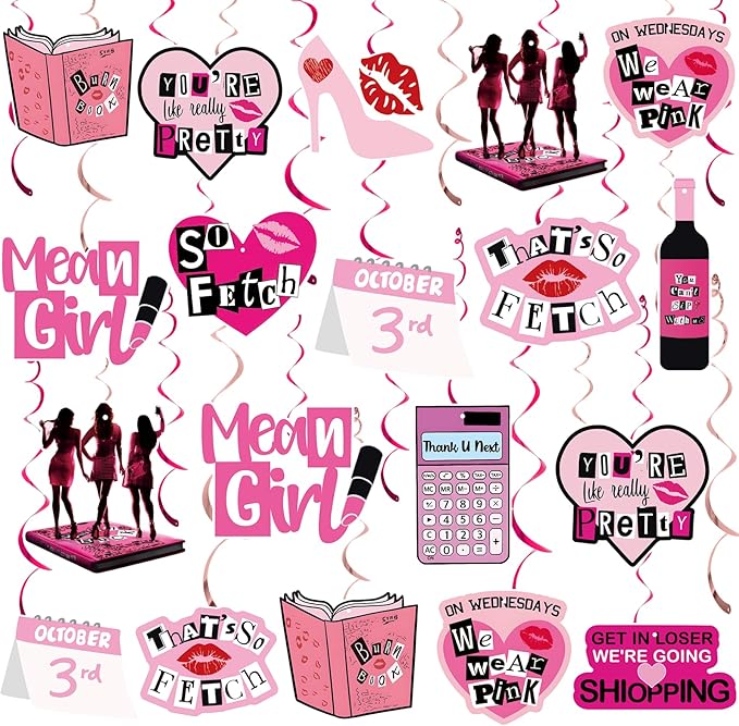 Popular Girl Birthday Party Set Pink High School Queen Theme Burn Book Popular Girl Birthday Decorations Pink Party Decorations Hot Pink Girls Hanging Princess Party Decorations