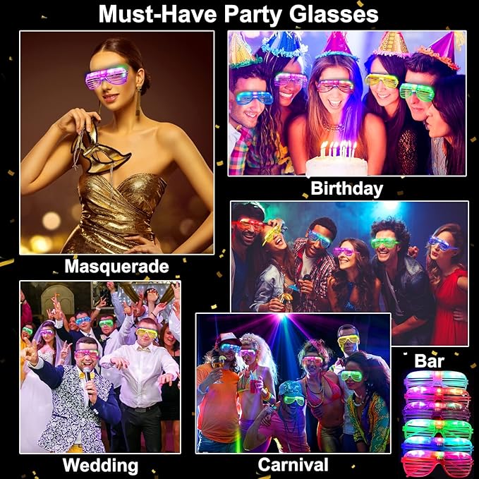 112 Pcs Glow in The Dark Party Supplies Glow Sticks Bulk LED Neon Party Favor Light Up Toys Gifts Kids Adult 100 Glow Sticks Necklaces Bracelets/6 Light Up Glasses/6 Led Headbands Easter Basket