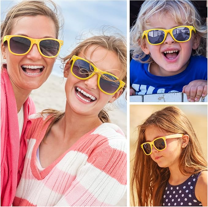 TUPARKA 12 Pack Sunglasses in Bulk School Party Goody Bag Fillers for Birthday Party Beach Pool Party, Yellow