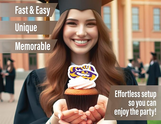 LSU Tigers Cupcake Topper Party Supplies for Football, Birthday, Graduation Party Decorations (24 Pieces) (LSU Tigers)