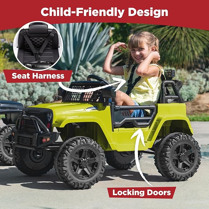 Best Choice Products 12V Kids Electric Vehicle Toy Ride On Car with Parent Remote Control for Toddlers, Seat Harness, 61 lbs Weight Capacity, Locking Doors, Spring Suspension, Bluetooth - Green