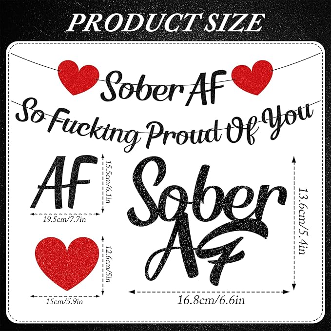 So Fucking Proud of You Banner - Rakuto NO-DIY You Did It Banner Sober Af Cake Topper Decorations Glitter Black Happy Soberversary Party Supplies Sobriety Recovery Party Decor Sobriety Gift for Men