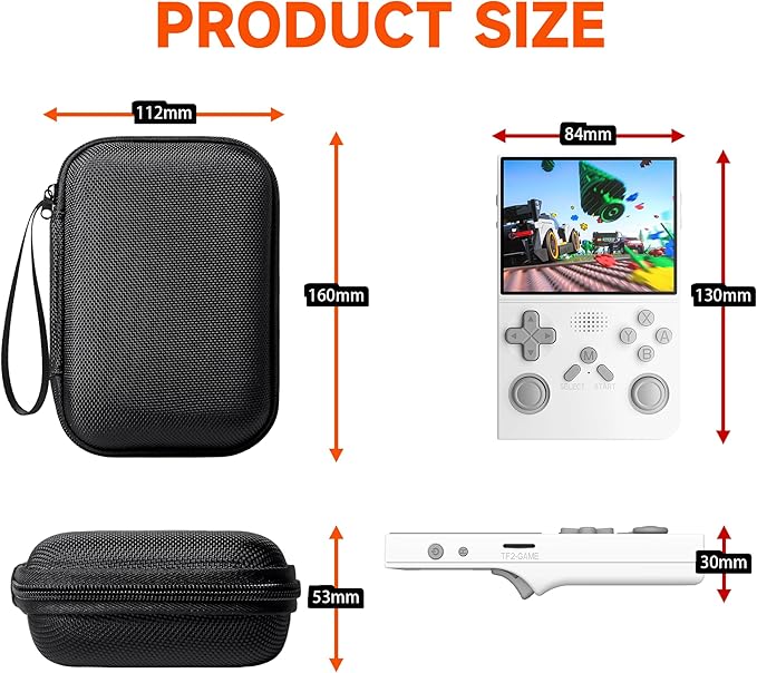 R40 Retro Handheld Game Console with Storage Case - Open Source System,3.5" IPS Screen, 18,000+ Classic Games, 128G TF Card, 3000mAh Battery, Portable Gaming Player for Travel, White