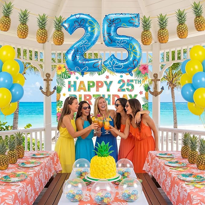 Sponge Number 25 Balloons 40 Inch Cute Flower Cloud Theme Birthday Party Decorations Large Foil Balloons for Women Men Birthday Party Backdrop Celebration Supplies