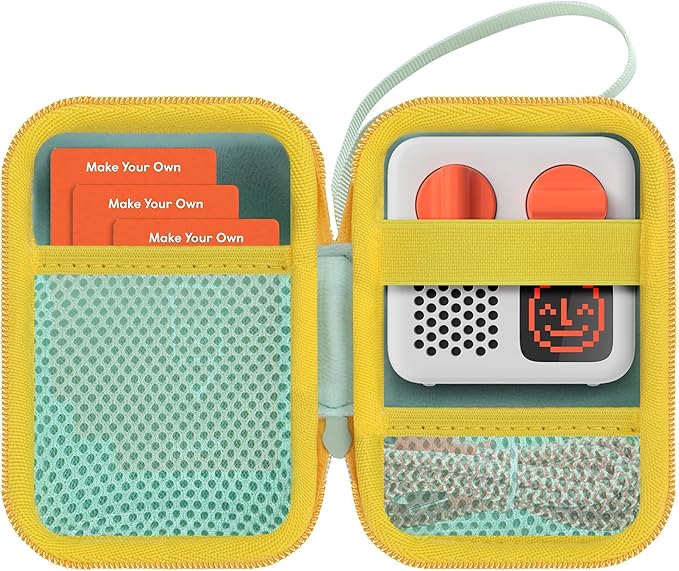 Hard Case Compatible with Yoto Mini Kids Audio Music Player Children Speaker Plays Audiobook Cards Radio (Light Green+ Yellow Case, for Yoto Mini)