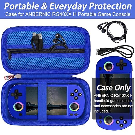 khanka Hard Travel Case Replacement for RG40XX H Retro Handheld Game Console,Case Only. (Blue)