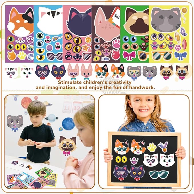 134Pcs Cat Party Favors Set for Kids Cat Themed Birthday Party Supplies With Cat Headband Spiral Notepads Pens Keychains Tattoo Cat DIY Face Stickers Silicone Bracelets Cat Favors for Girls Kids Party