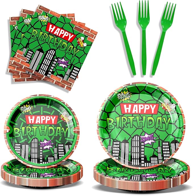96 Pcs Cartoon Turtle Theme Birthday Decorations Include Turtle Plates,Napkins and forks for Super Turtle Birthday Party Supplies Serve 24 Guests.