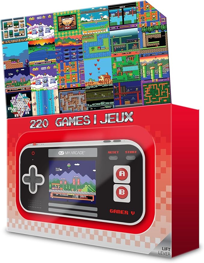 My Arcade Gamer V Classic-Red: Portable Gaming System with 220 Games, 2.5" Color Display, Pocket Size (DGUN-3911)