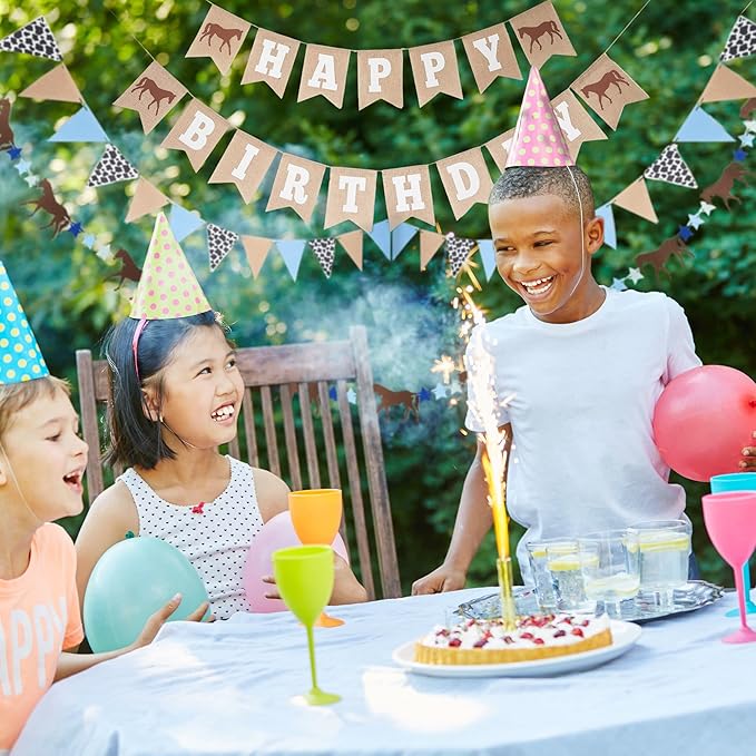 Horse Birthday Decorations – Happy Birthday Burlap Banner – Felt Horse Garland and Pennant Banner – Western Party Decorations - Horse Party Supplies
