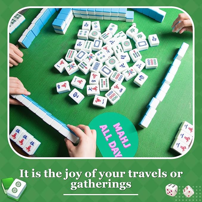 Soulchen 2 Pcs Mahjong Tile Mixer Shufflers for Mixing and Shuffling Tiles Plastic Mahjong Accessories Gifts for Lovers Games Decorative Printed Design (Green Semicircle Style)