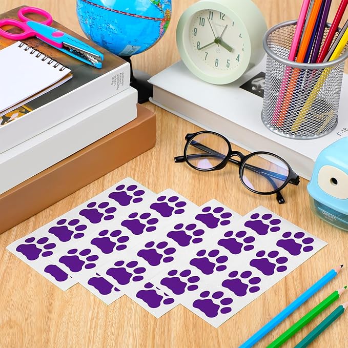 120 Pairs Purple Eye Black Bulk Tiger Paw Football Stickers Sport Glitter Eyeblack Sticker Team Spirit Accessories for University College Game Day Sports Fans Themed Party Supplies
