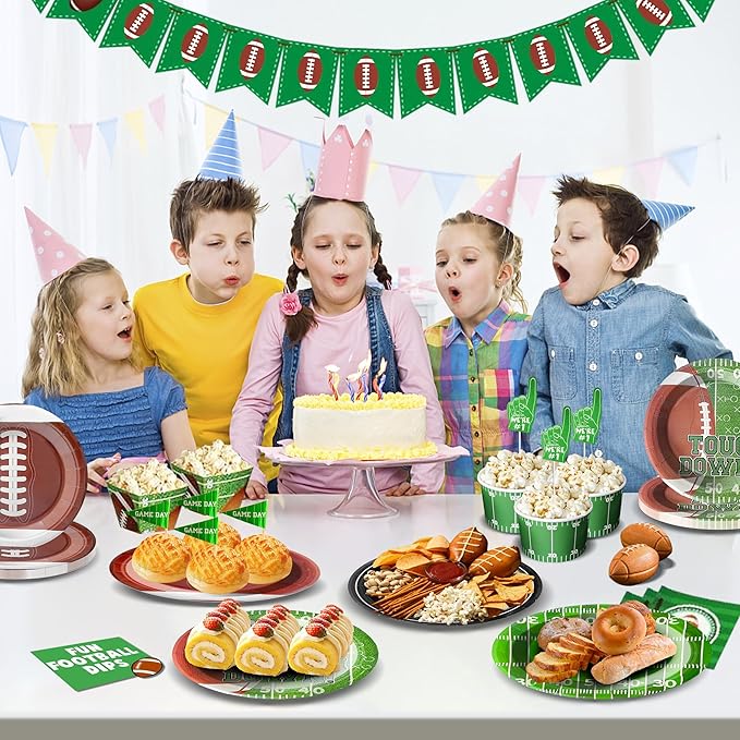 48PCS Football Birthday Party Decorations, 7" Football Party Plates Disposable Paper Plates Football Party Supplies Tableware Set