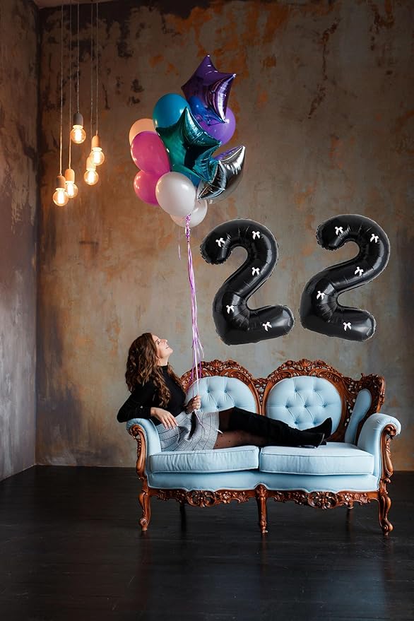 PLAP Birthday Number Balloon Bow Black Party Supplies 32 "Birthday Number Decoration (Number 2)