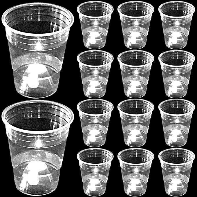 mishunyus Glow 16 oz cups-24 Pack White Cups - Cold Cups for Party, Drinking Cups for All occasions