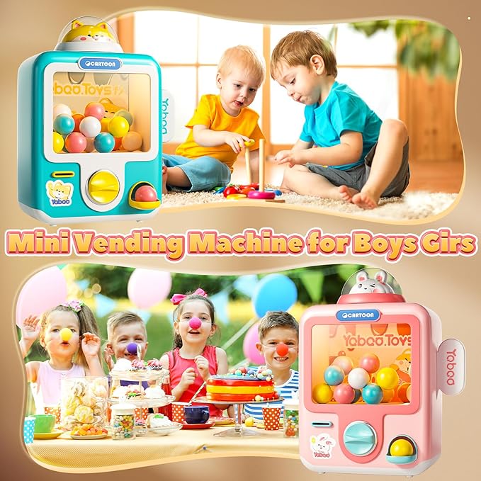 Skirfy Vending Machine Kids Toys Mini Claws Machine 12 Erasers Operated Gumball Prize Machine Maker Game Claws Machine Easter Game Sensory Toys Dolls Gifts（Pink）