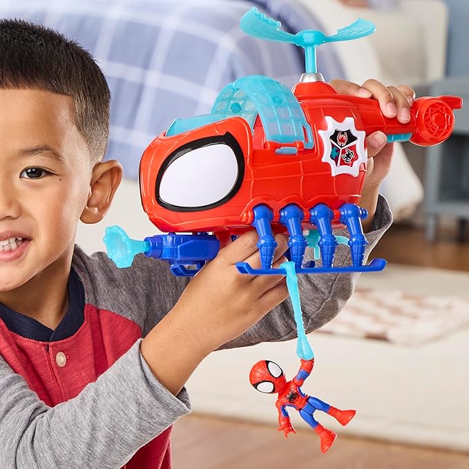 SPIDEY AND HIS AMAZING FRIENDS Marvel Team Spidey Copter, 3-Inch (7.6 CM) Action Figure & Toy Vehicle with Projectile, Super Hero Toys, Ages 3+