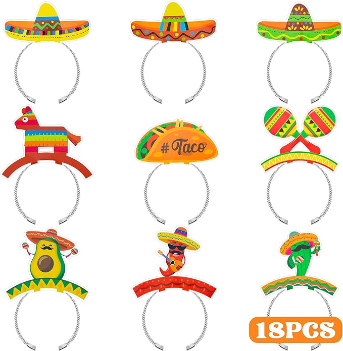 Melisheer Sombrero Party Hats, Mexican Sombrero Headbands, Colorful Cardboard Cinco De Mayo Headpieces, Fiesta Head Toppers
