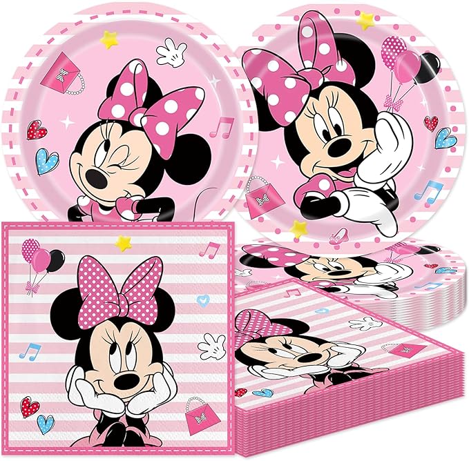 40Pack Minnies Birthday Party Supplies include 20 plates, 20 napkins for Minnies party Decoration
