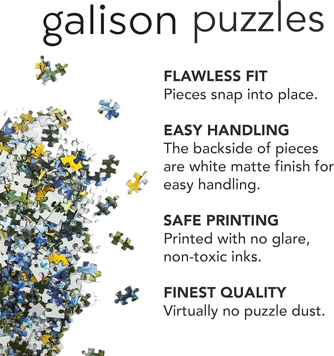 Galison Spring Terrace – 1000 Piece Joy Laforme Puzzle Featuring a Magnolia Filled Neighborhood Day On A Spring Day