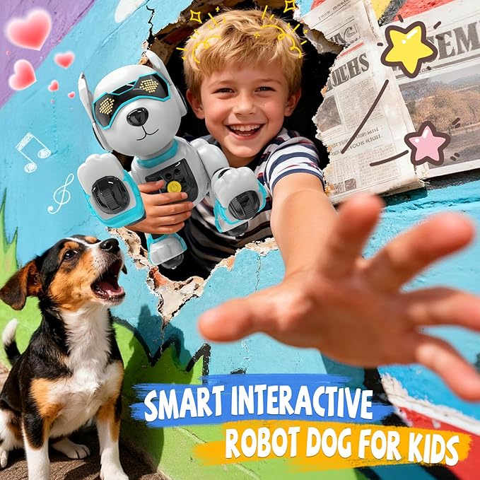 Robot Dog Toys for Kids, Remote Control Dog Robot, Voice & Touch Control, Programmable Interactive Robotic Puppy Toy, Sing, Dance, Rechargeable Robo Pet for Boys Girls Ideas