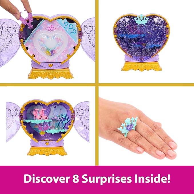 Mattel Disney Princess Ariel Fashion Doll & Accessories with 8 Surprises, Including Heart Gem Box, Ring for Child & 9 Play Pieces, Inspired by Movie