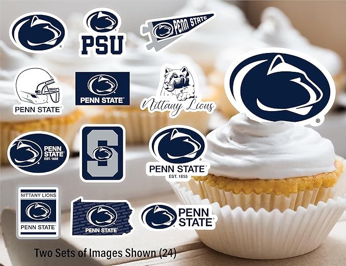 Penn State University Cupcake Topper Party Supplies for Football, Birthday, Graduation Party Decorations (24 Pieces) (Penn State Nittany Lions)