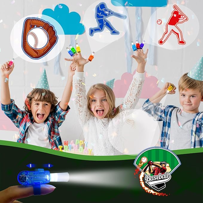 24PCS Baseball Party Favors-LED Finger Lights：Glow-in-the-Dark Light-Up Toys Bulk for Kids,Baseball Theme Birthday Party Decorations Supplies, Kids' Party Goodie Bags, Classroom Prizes, Fun Gifts