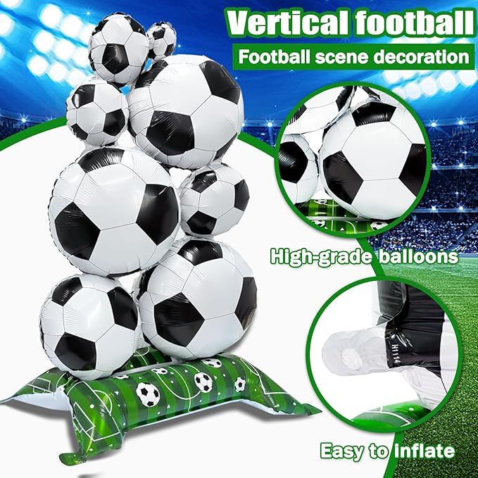 Giant Self Standing Soccer Ball Balloons 2 Pcs 5 ft Soccer Party Balloon Decorations World Cup Balloon Decor Sports Football Ball Fans Birthday Party Decoration Supplie