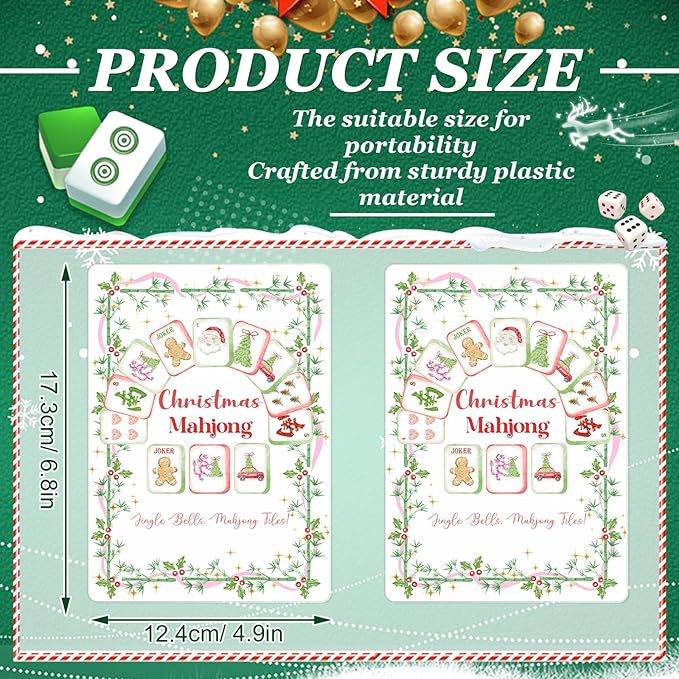 Soulchen 2 Pcs Mahjong Tile Mixer Shufflers for Mixing and Shuffling Tiles Plastic Mahjong Accessories Gifts for Lovers Games Decorative Printed Design (Christmas Style)