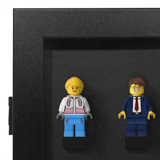 Americanflat 14x14 Minifigure Display Case with Polished Plexiglass - Holds 28 Minifigures - Silhouette Collection - Wall-Mounted Building Block Toy Display Case for Small Toy Collectibles - Black